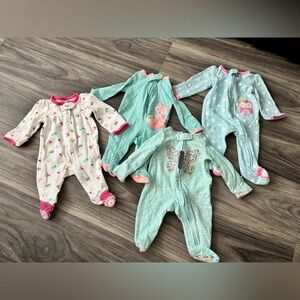Carter’s newborn Girls' One-Piece Sleepers - Set of 4